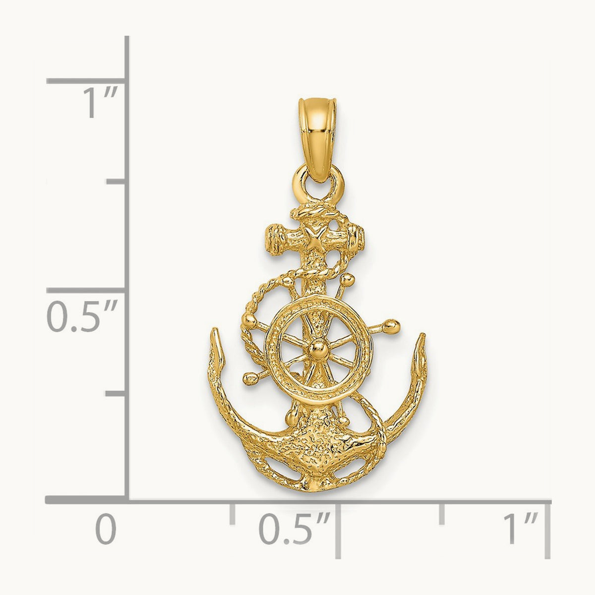 Small Anchor w/Wheel Pendant, 14K
