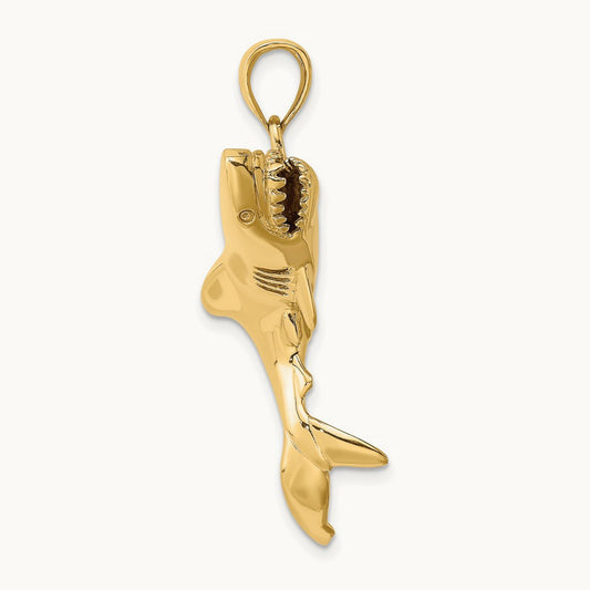 3-D Polished Shark Charm, 14K