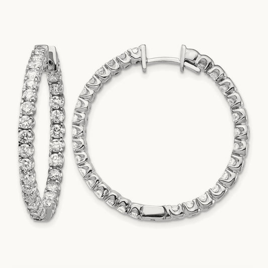 VS Diamond Hinged Hoop Earrings, 14K White Gold