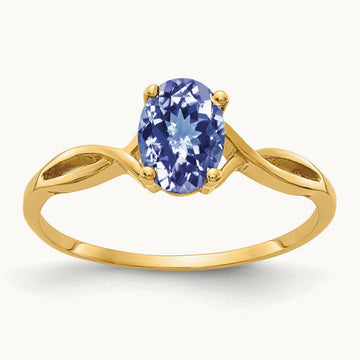 7x5mm Oval Tanzanite ring, 14K