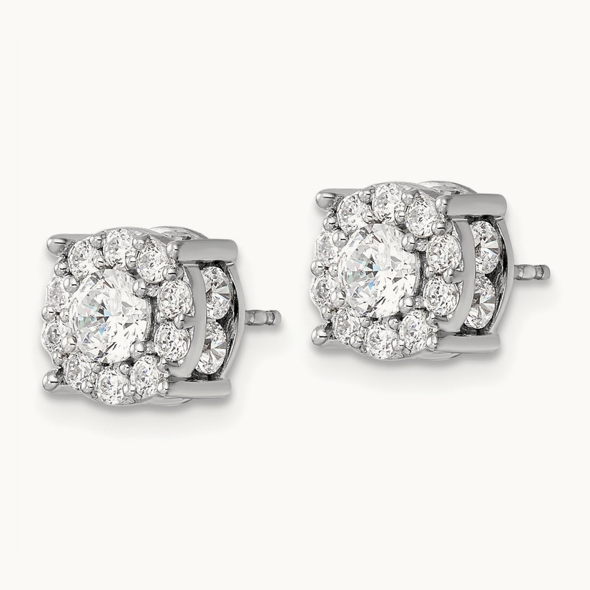Round Halo Post Earrings, 1.00-2.00 ct tw Lab-Grown Diamond — 2 ct (2)