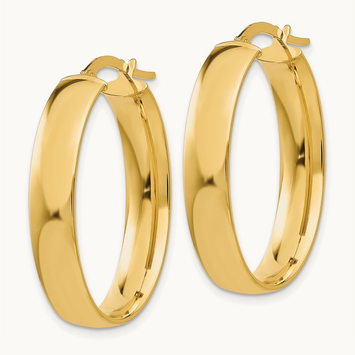 Polished Oval Hoop Earrings — 5.75mm