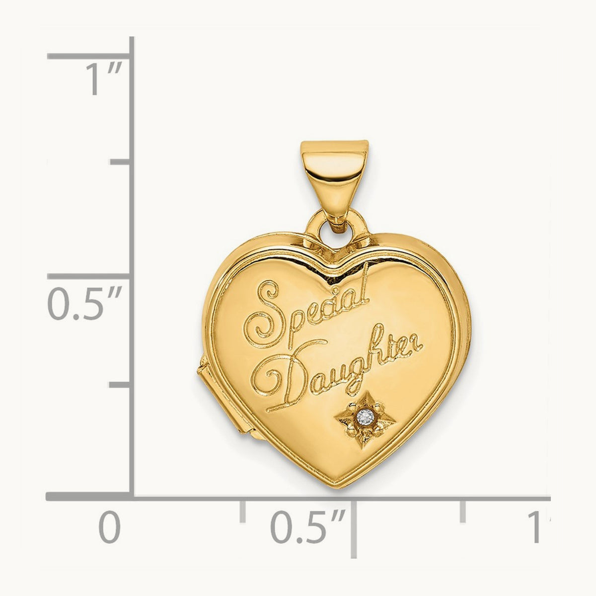 Diamond Special Daughter Heart Locket, 15mm, 14K
