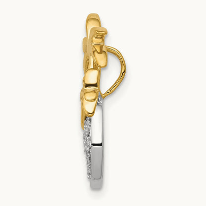 Diamond Double Palm Tree and Wave Chain Slide, 14K Two-tone