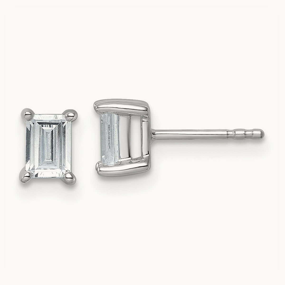 Emerald Four-Prong Stud Earrings, 0.50-6.00 ct tw Lab-Grown Diamond — 1 ct, 14K White Gold