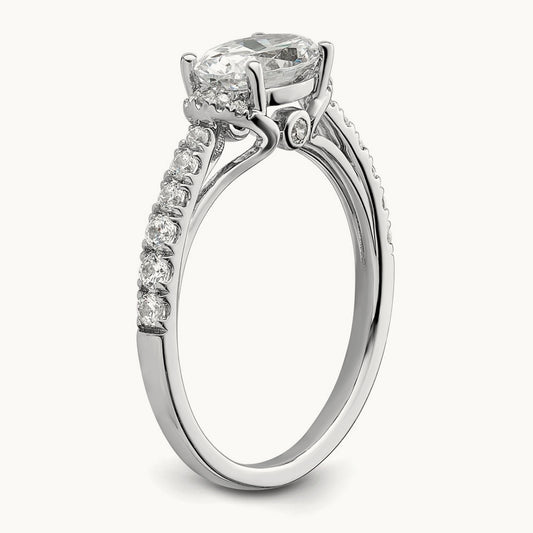 East-West Oval Semi-Mount Engagement Ring, 0.25 ct tw Lab-Grown Diamond