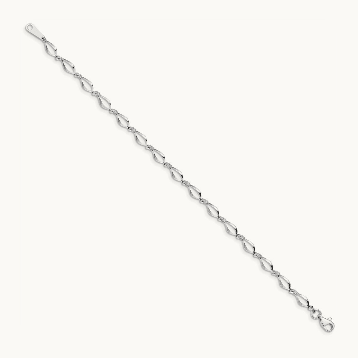 Polished Fancy Link Bracelet — 14K White Gold
