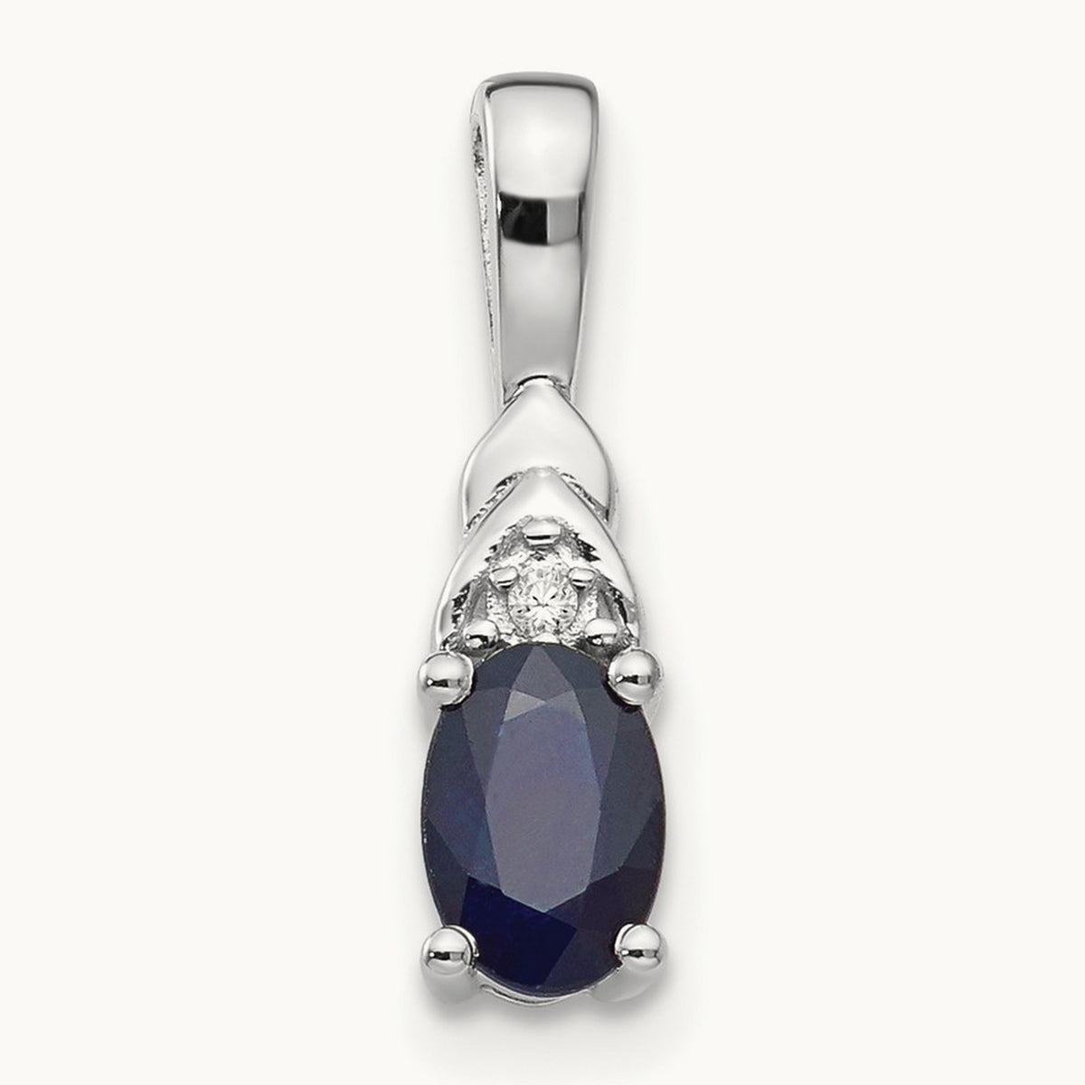 Sapphire and Diamond Pendant — 14K White Gold