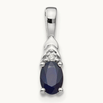 Sapphire and Diamond Pendant — 14K White Gold