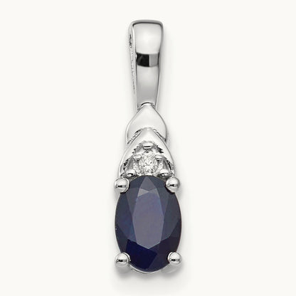 Sapphire and Diamond Pendant — 14K White Gold