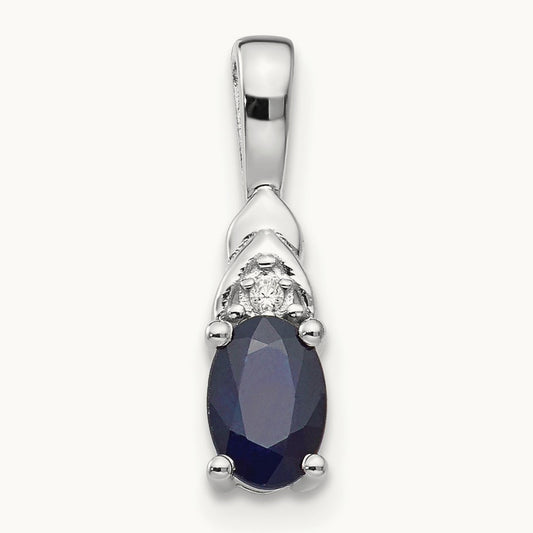 Sapphire and Diamond Pendant — 14K White Gold