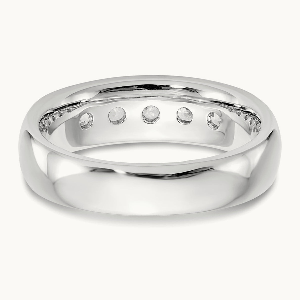 5-Stone Diamond Channel Band, 14K White Gold
