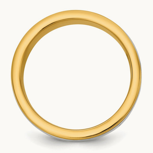 Y/W Milgrain Wedding Band, 8mm, 14K Two-tone