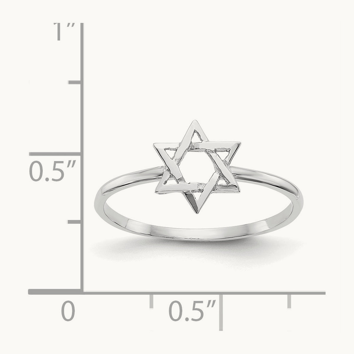 Polished Star of David Ring — 14K White Gold