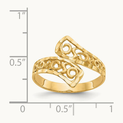 By-pass Lace Diamond-cut Ring, 14K
