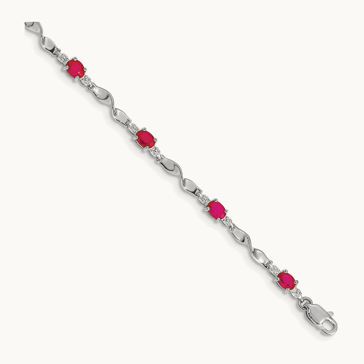 Diamond and Ruby Bracelet, 14K White Gold