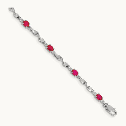 Diamond and Ruby Bracelet, 14K White Gold