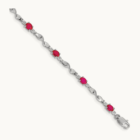 Diamond and Ruby Bracelet, 14K White Gold