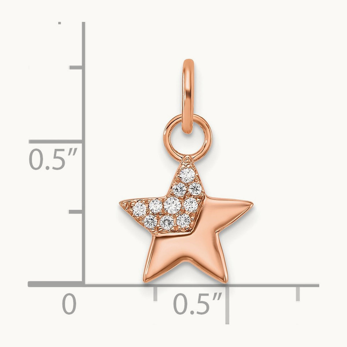 Polished Diamond Star Charm — 14K Rose Gold