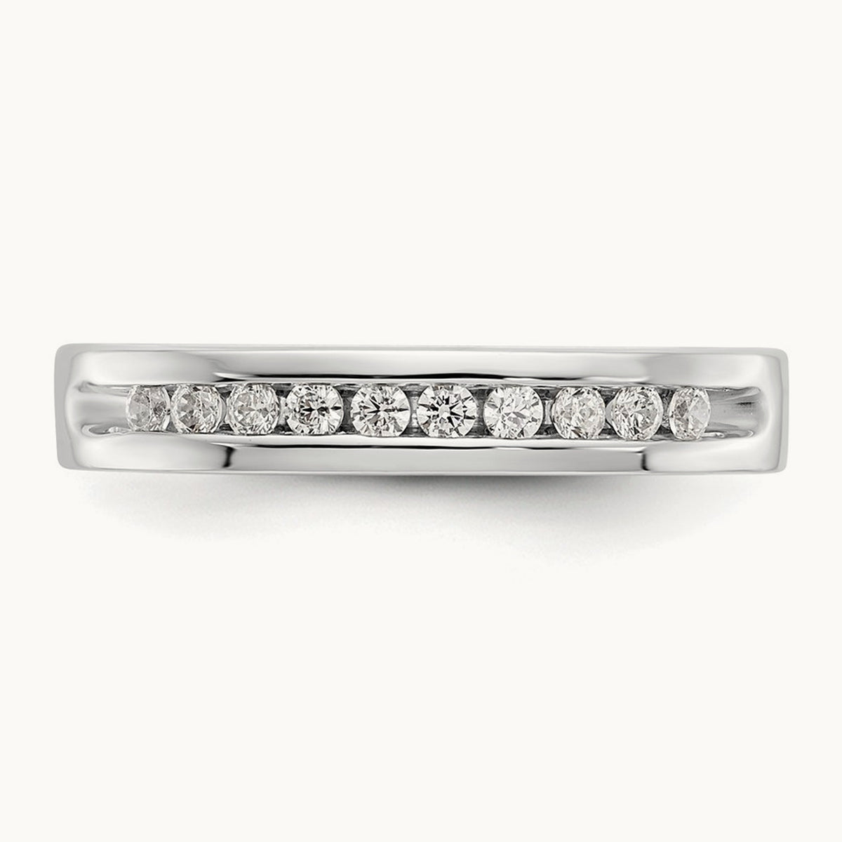 10-Stone Diamond Channel Band, 14K White Gold