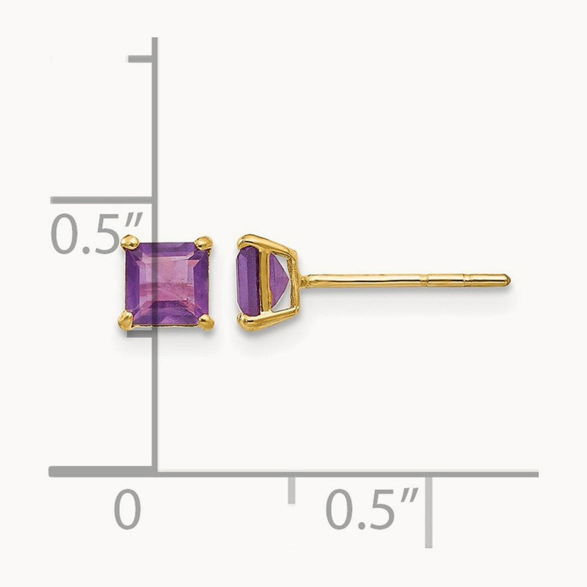 Amethyst Square Post Earrings — 4mm