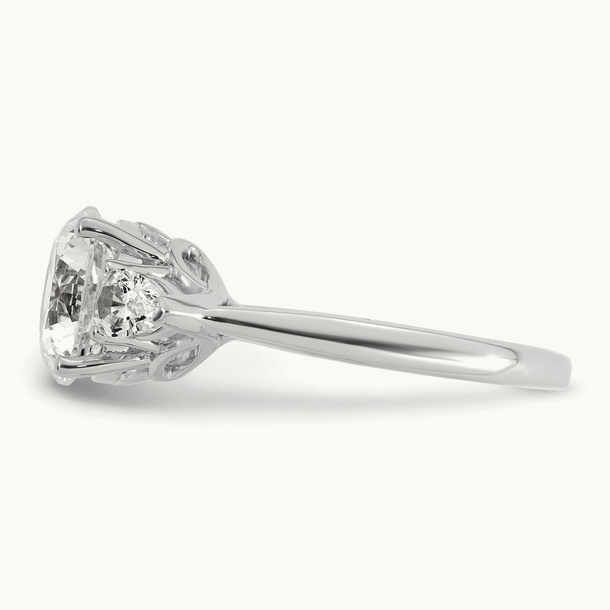 Round with Pear 3 Stone Engagement Ring, 1.25-3.50 ct tw Lab-Grown Diamond — 3 ct, 14K White Gold