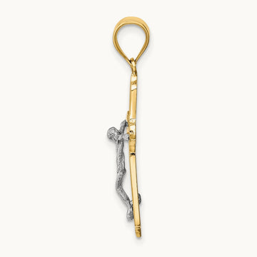 Crucifix Pendant, 14K Two-tone