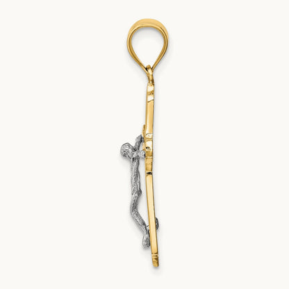 Crucifix Pendant, 14K Two-tone