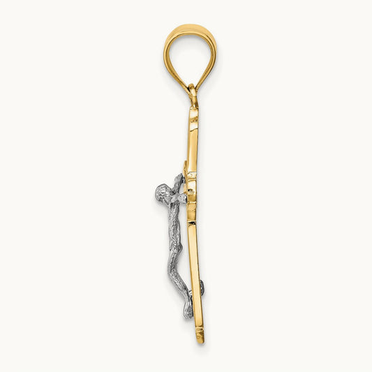 Crucifix Pendant, 14K Two-tone