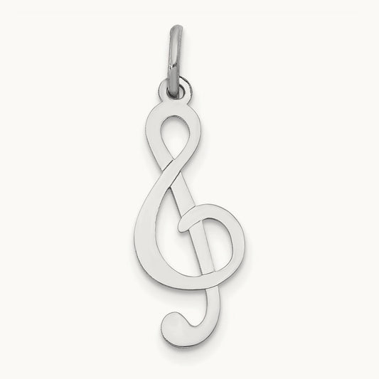 Polished Treble Clef Charm, 14K White Gold