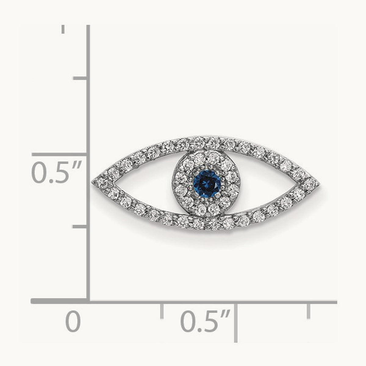 Small Diamond and Sapphire Evil Eye Pendant — 14K White Gold