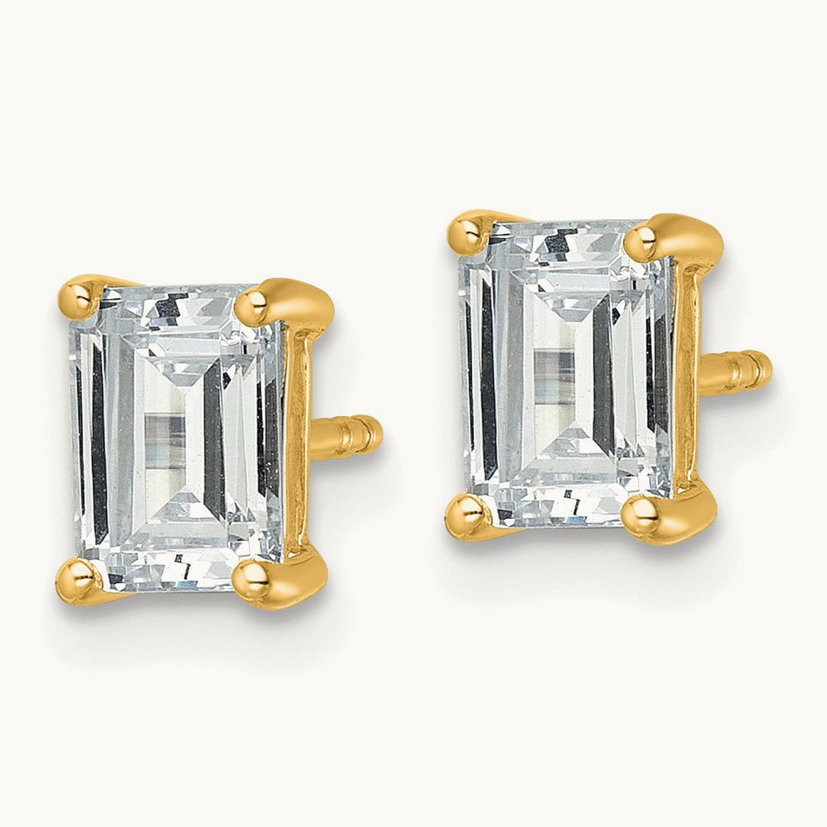 Emerald Four-Prong Stud Earrings, 0.50-6.00 ct tw Lab-Grown Diamond — 2 ct, 14K Yellow Gold