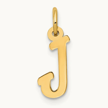 Small Script Letter J Initial Charm, 14K