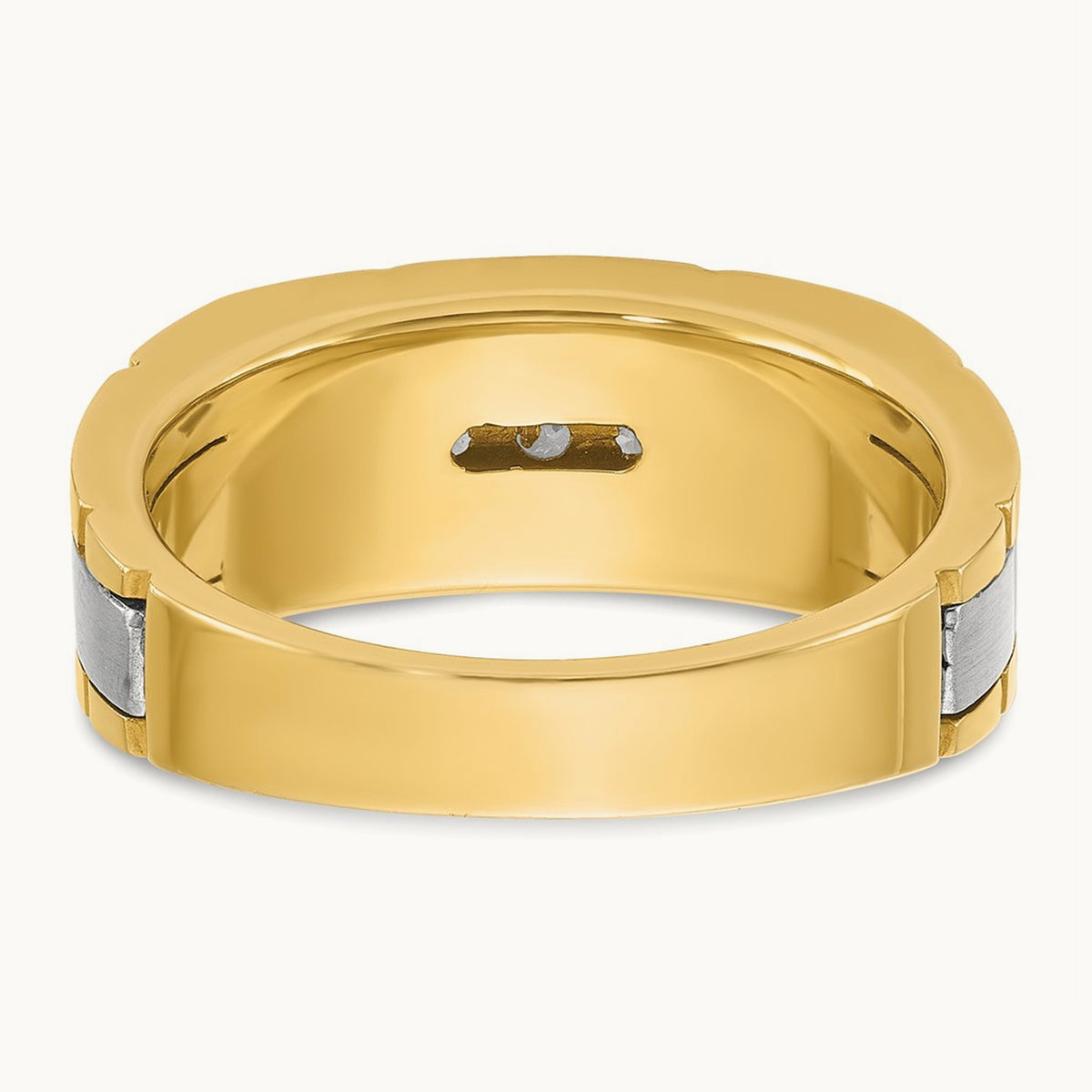 14ktt IBGoodman Men's Polished & Grooved 5-Stone Diamond Ring
