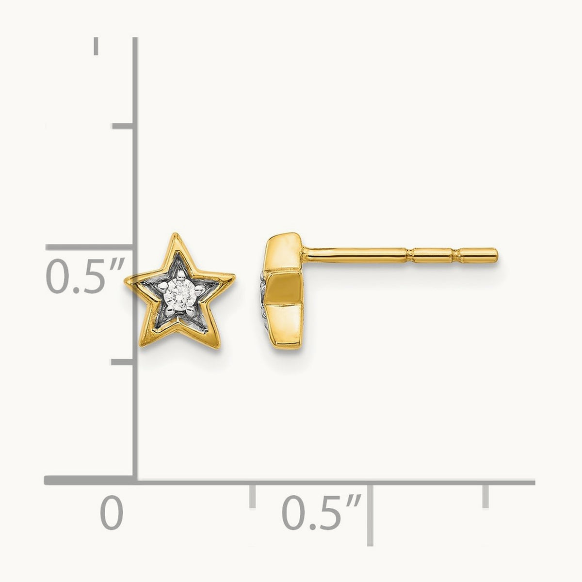 Diamond Star Post Earrings — 14K Yellow Gold, 6mm