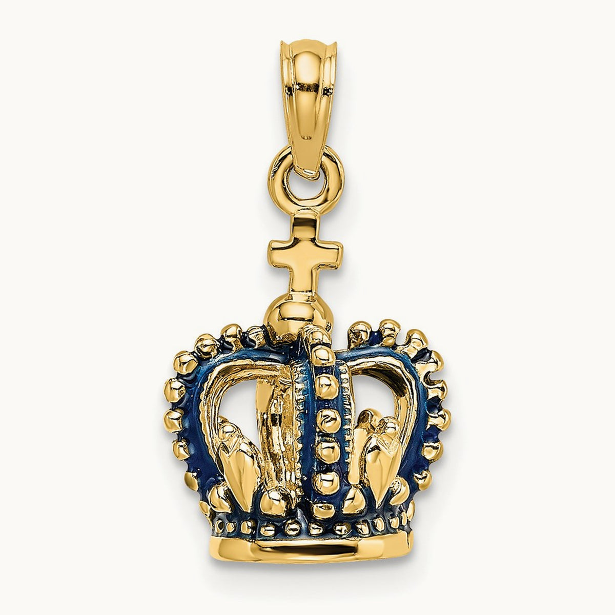 3-D Blue Enamel Crown Charm — 20.1mm