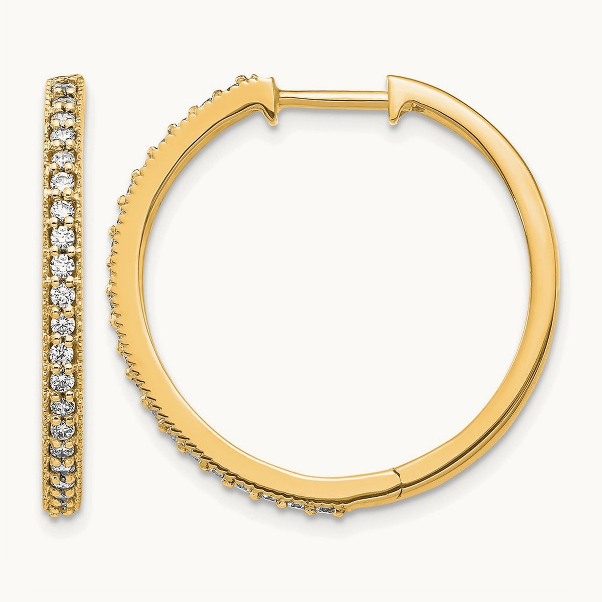 Hinged Hoop Earrings, 0.50 ct tw Lab-Grown Diamond — 14K Yellow Gold