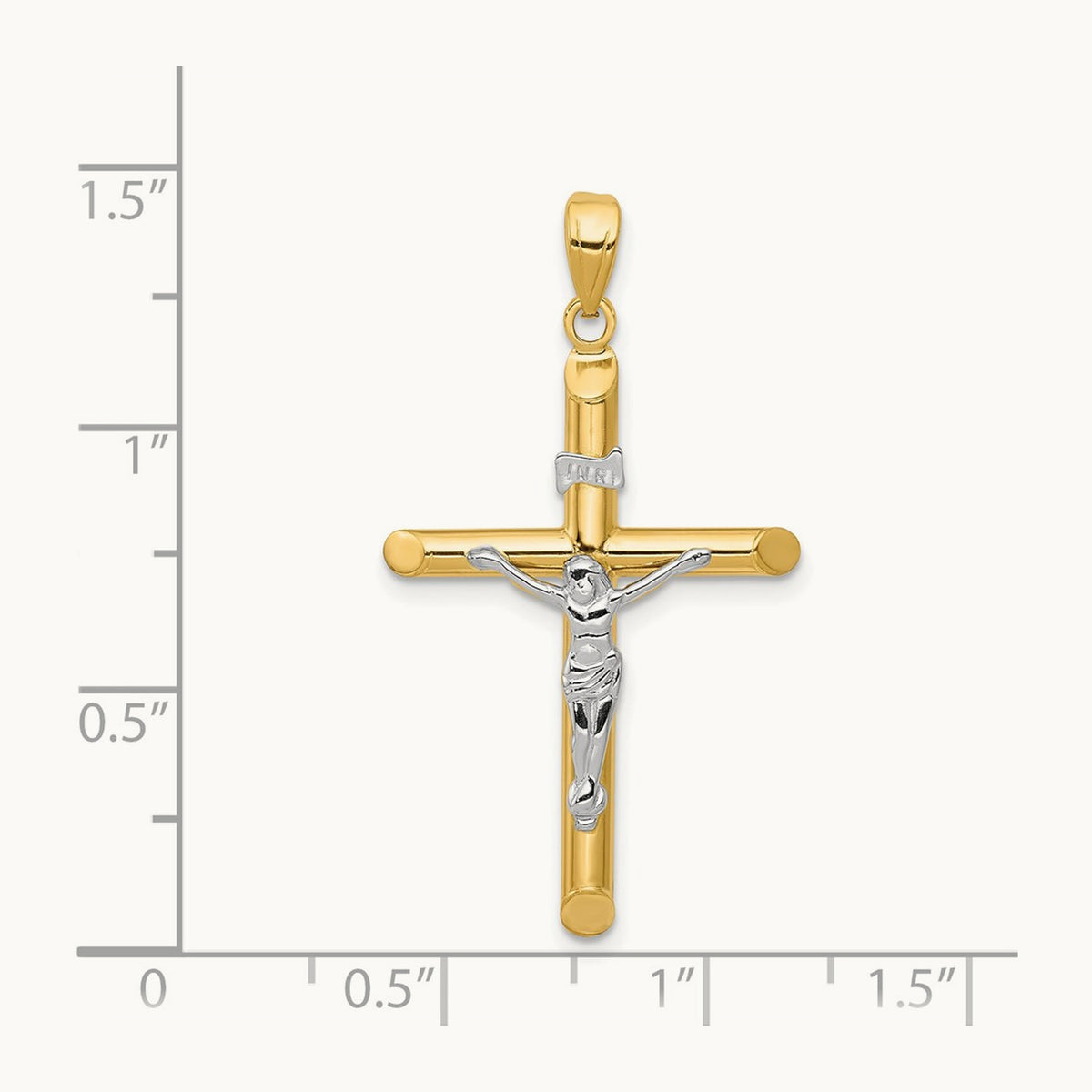 Hollow Crucifix Pendant, 14K Two-tone