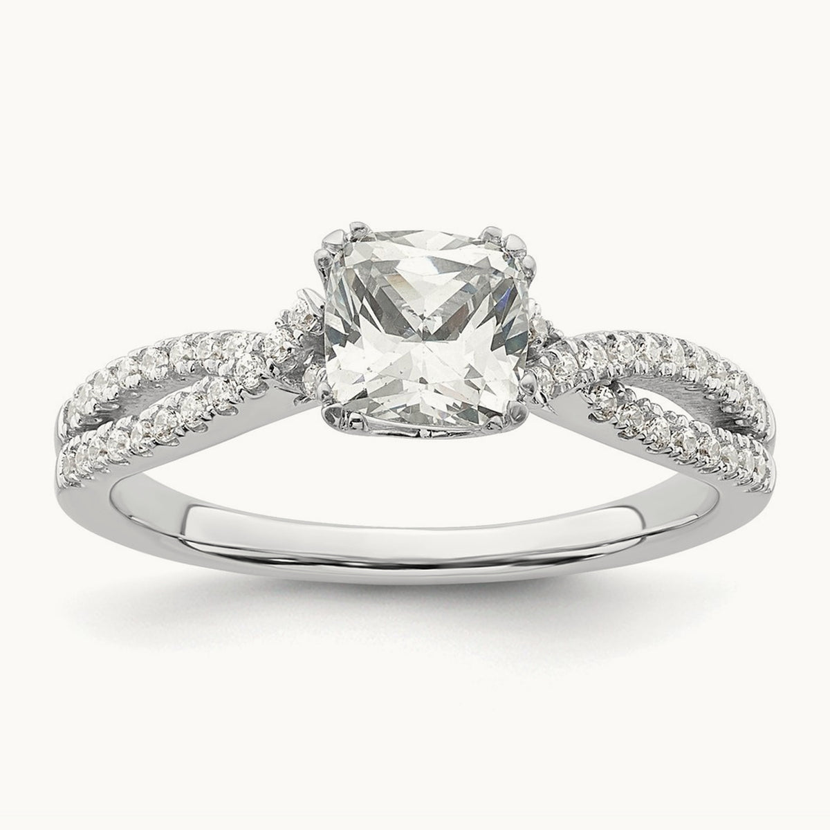 Criss-Cross Cushion Semi-Mount Engagement Ring — 3/4 ct, 7
