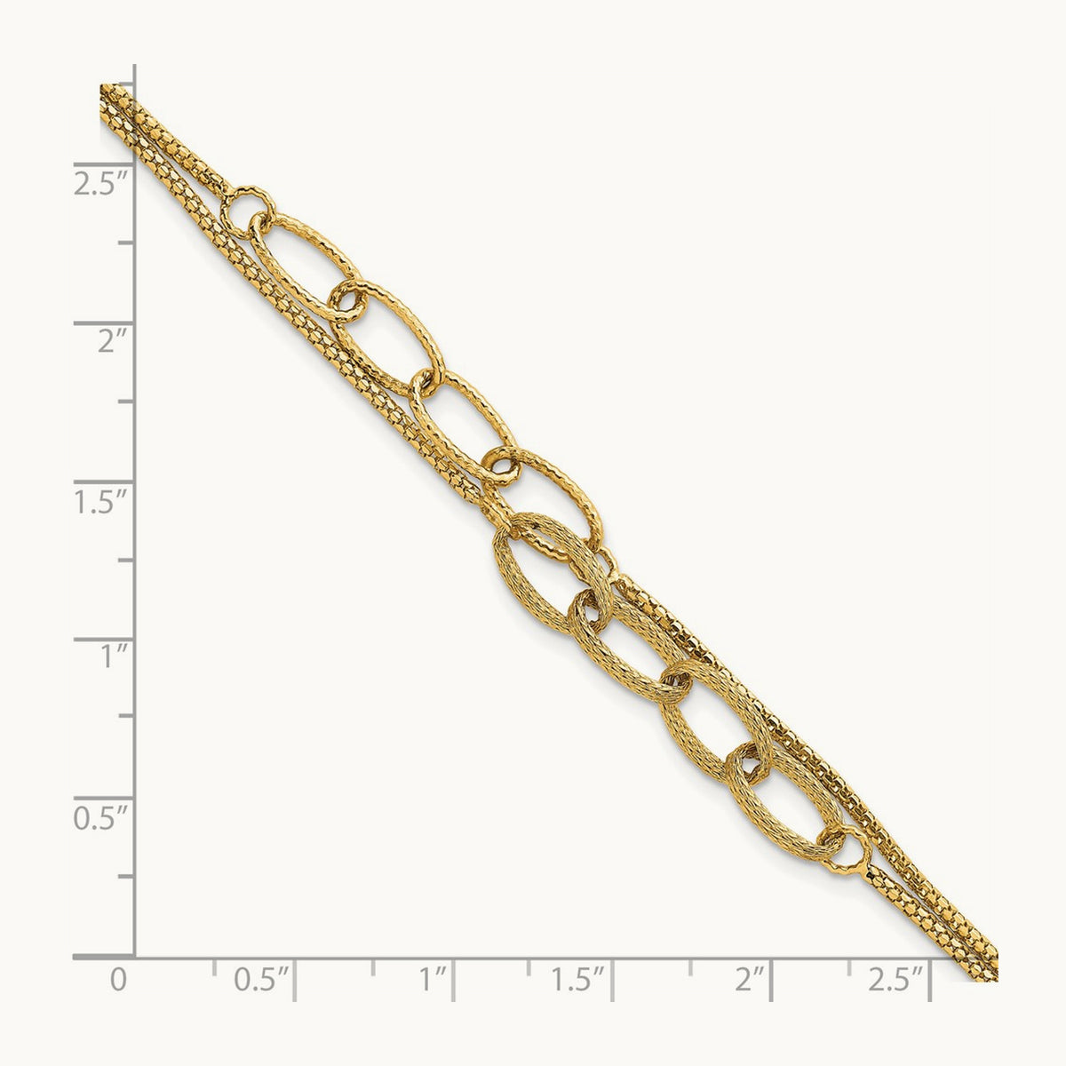 Polished and Textured Woven 2 Strand Bracelet, 14K