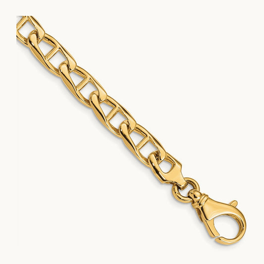 Hand-polished Anchor Link Bracelet — 14K Yellow Gold, 6.9mm