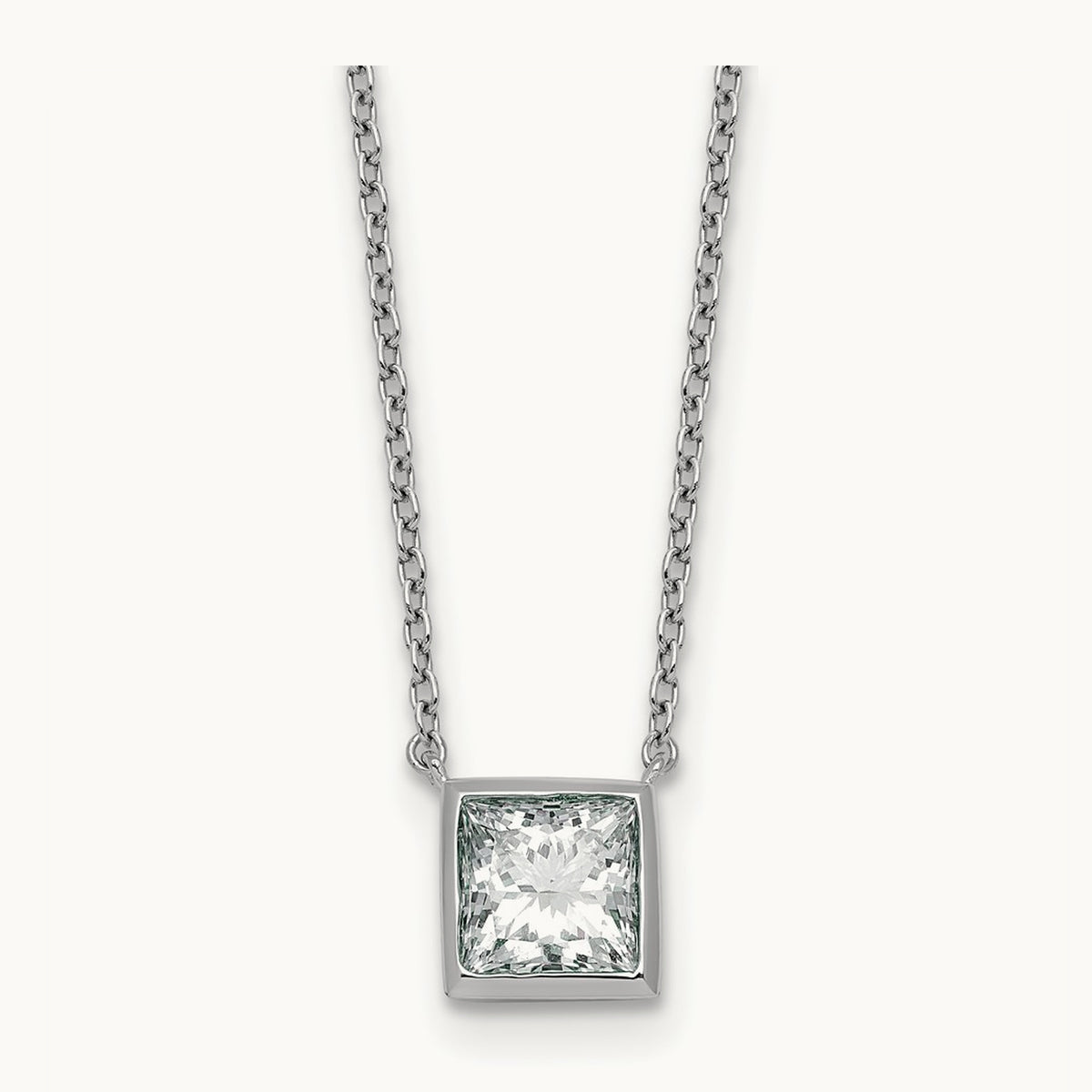 Princess Bezel Set Pendant, 1.00-4.00 ct tw Lab-Grown Diamond — 1 1/2 ct, 14K White Gold
