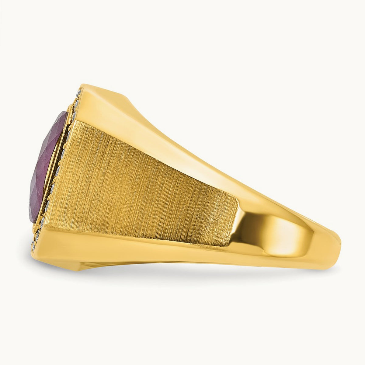 IBGoodman Men's Satin Ruby Doublet Stone and Diamond Complete Ring, 14K