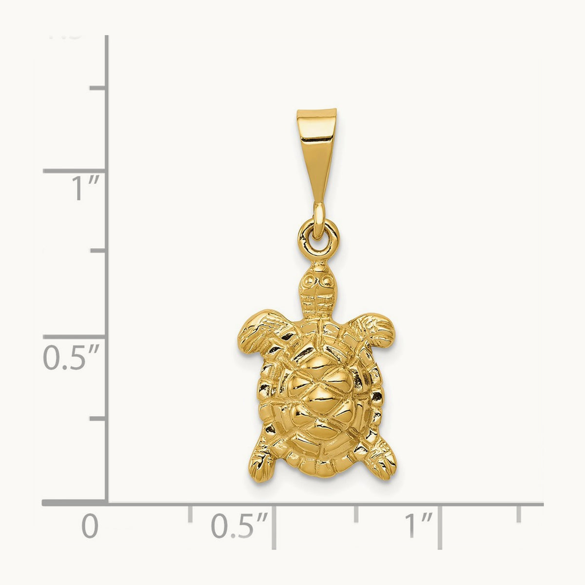 Solid Polished Open-Backed Sea Turtle Charm, 14K