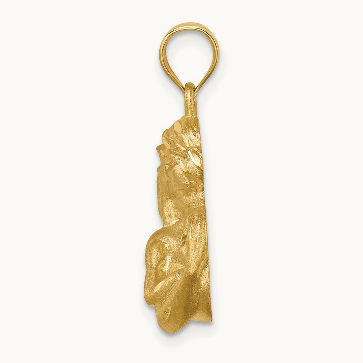 Brushed Diamond-cut Mom/Baby Pendant, 14K