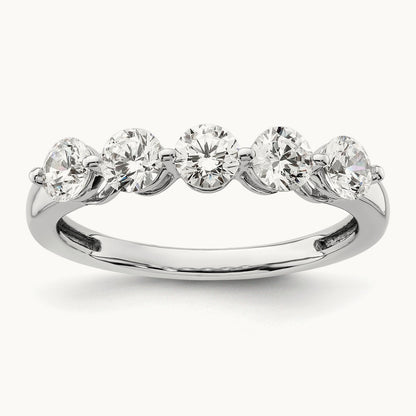 5-Stone Diamond Band, 14K White Gold