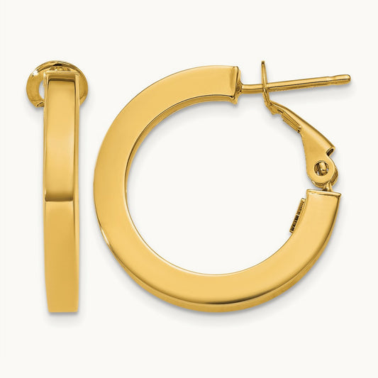 Square Tube Round Hoop Earrings, 3mm, 14K