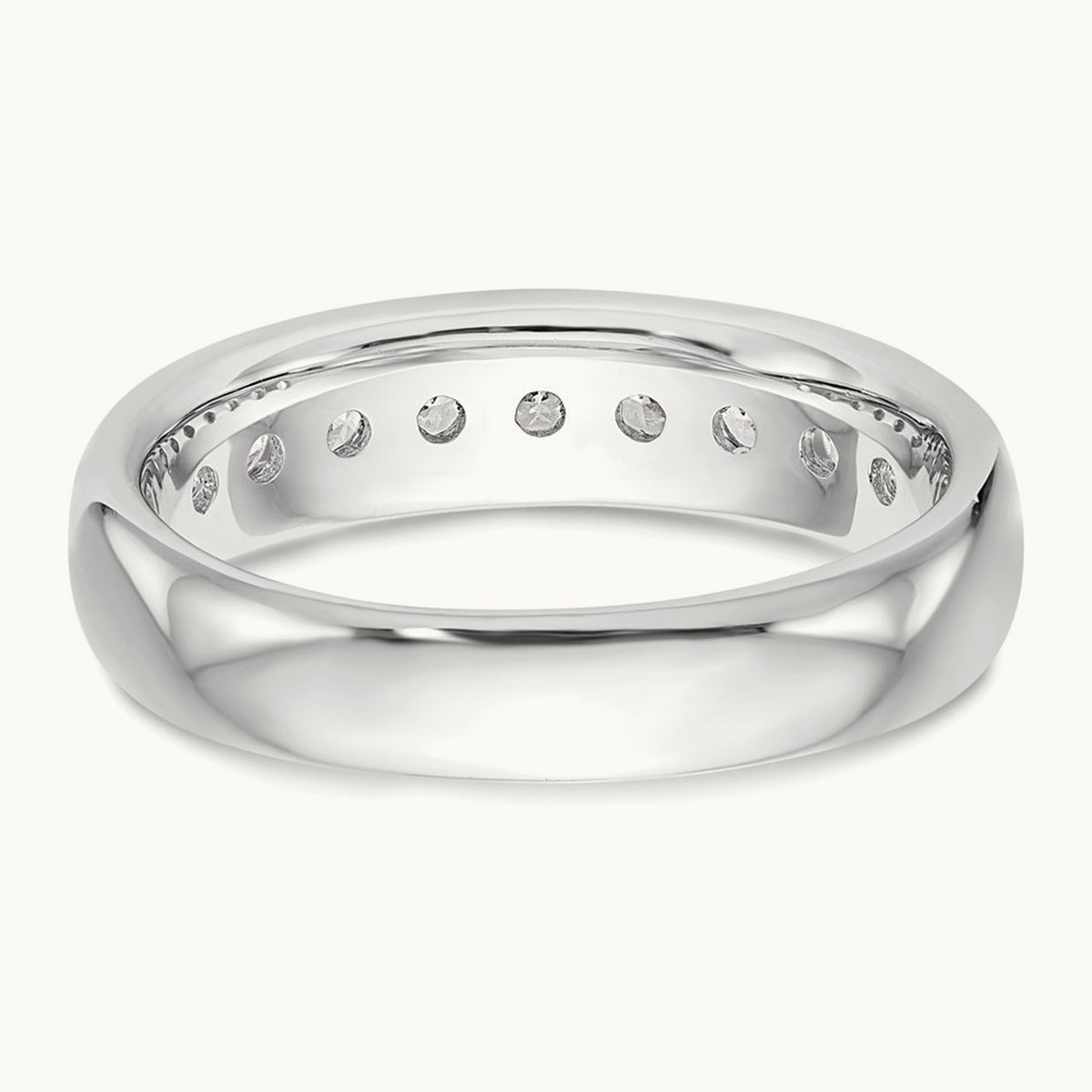 9-Stone Diamond Channel Band, 14K White Gold