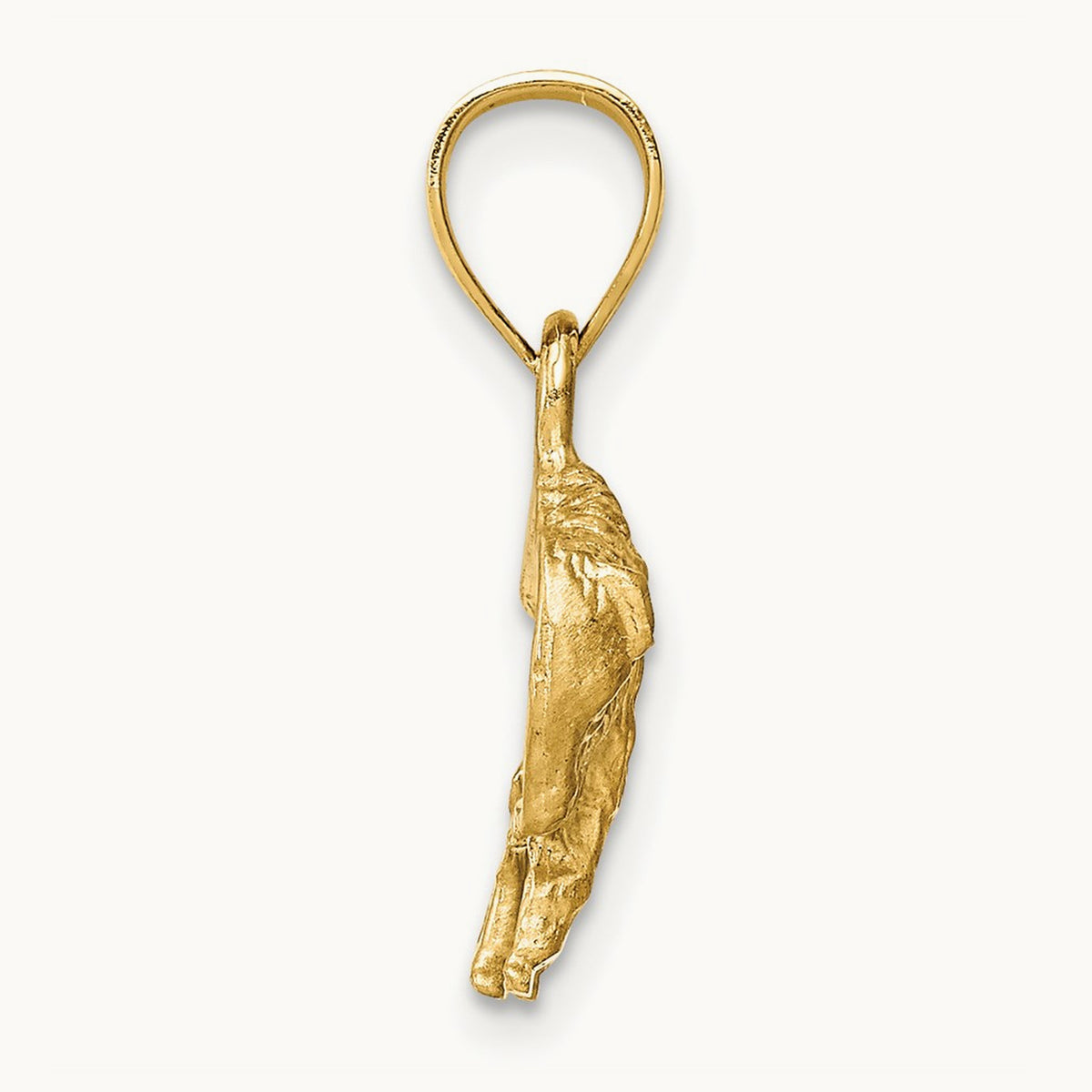 Diamond-cut Buffalo Pendant, 14K
