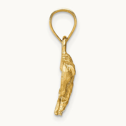 Diamond-cut Buffalo Pendant, 14K